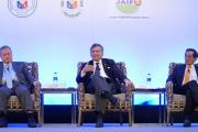 Minister at the Prime Minister's Office of Brunei Darussalam, Hon Dato Lim Jock Seng, former ASEAN Secretary-General Dr Surin Pitsuwan, and former First Deputy Minister for Foreign Affairs of Viet Nam Amb Le Cong Phung on stage for the panel discussion